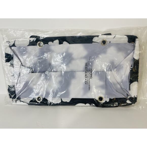 Thirty One Gifts Medium Utility Tote | White Poppy Print | NEW | Black White - Picture 3 of 5